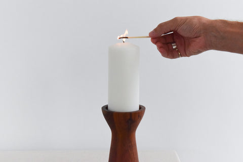 Vintage Danish Solid Teak Pillar Candle Holder
