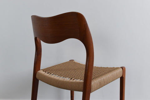 Vintage Set of Four Danish Teak Model 71 Dining Chairs by Niels Otto Møller for J.L. Møller