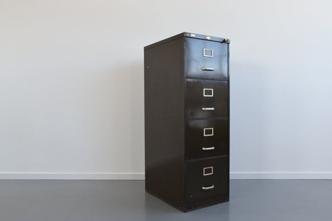Vintage Dark Green/Brown Metal Filing Cabinet by Art Metal