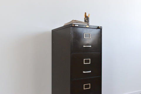 Vintage Dark Green/Brown Metal Filing Cabinet by Art Metal