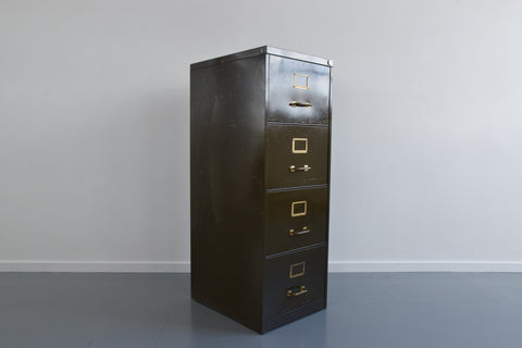 Vintage Green Metal Filing Cabinet by Shannon Systems