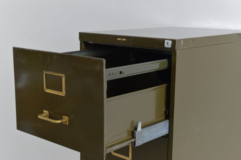 Vintage Green Metal Filing Cabinet by Shannon Systems