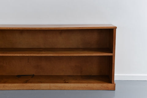 Vintage Early 20th Century Oak Low Panoramic Open Bookcase