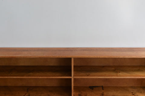 Vintage Early 20th Century Oak Low Panoramic Open Bookcase
