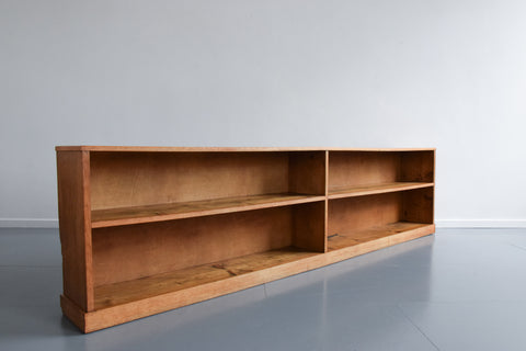 Vintage Early 20th Century Oak Low Panoramic Open Bookcase