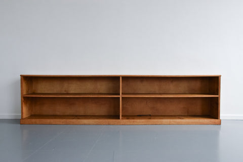 Vintage Early 20th Century Oak Low Panoramic Open Bookcase