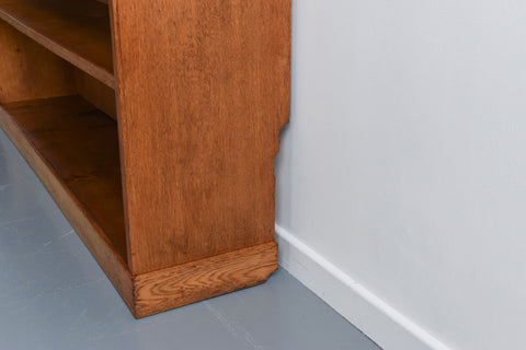 Vintage Early 20th Century Oak Low Panoramic Open Bookcase