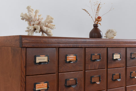 Vintage Ex-Museum Library Index Card Filing Drawers