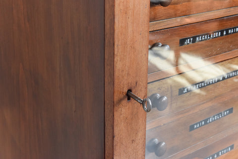 Vintage Ex-Museum Wooden and Glazed Specimen Storage Drawers / Cabinet