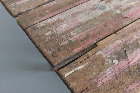 Vintage Ex-Sign Writers Rustic Wooden Bifold Trestle Table