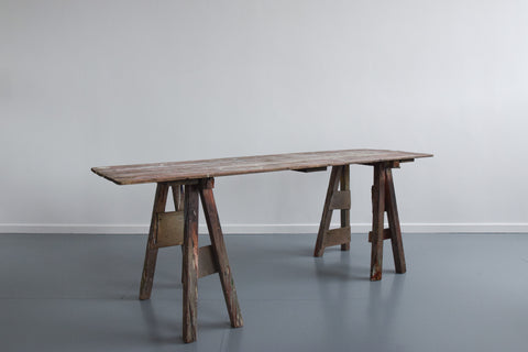 Vintage Ex-Sign Writers Rustic Wooden Bifold Trestle Table