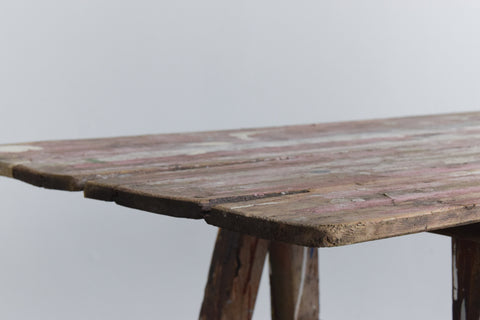Vintage Ex-Sign Writers Rustic Wooden Bifold Trestle Table