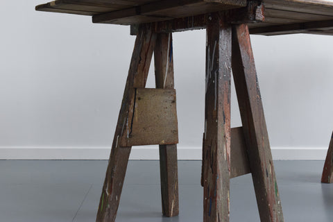 Vintage Ex-Sign Writers Rustic Wooden Bifold Trestle Table