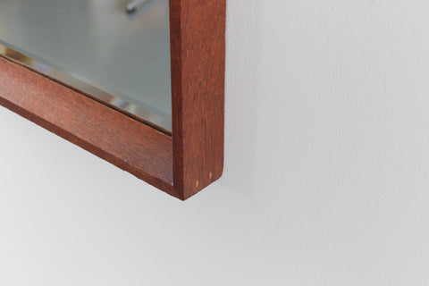 Vintage Extra Long Dark Teak Framed Wall Mirror by Clark Eaton