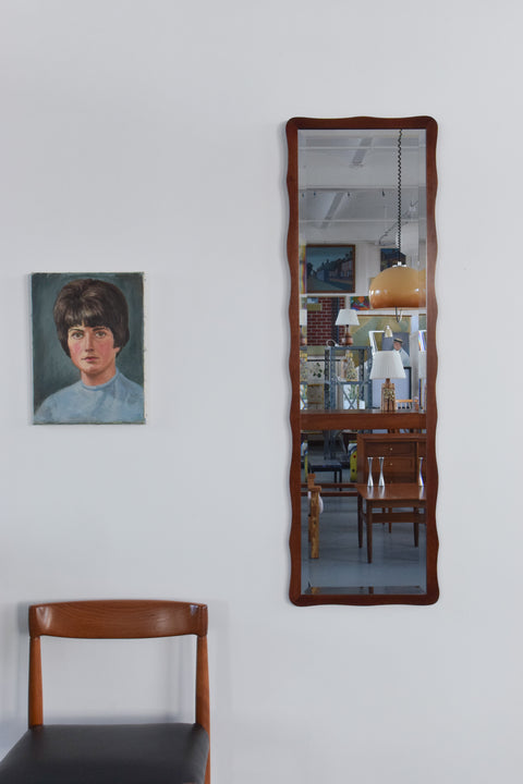 Vintage Extra Long Mirror with Wavy Frame