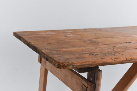 Vintage Rustic Wooden Folding Trestle Table