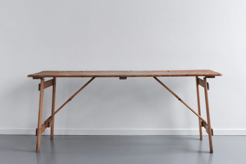 Vintage Rustic Wooden Folding Trestle Table