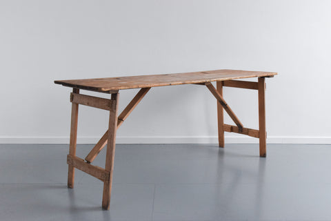 Vintage Rustic Wooden Folding Trestle Table