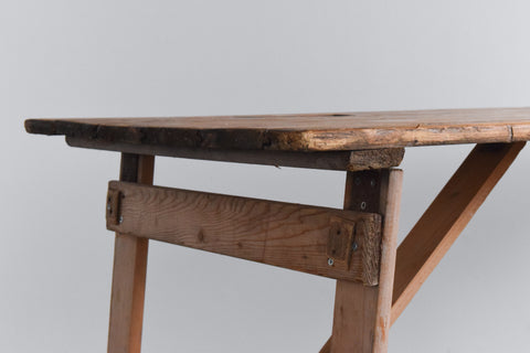 Vintage Rustic Wooden Folding Trestle Table