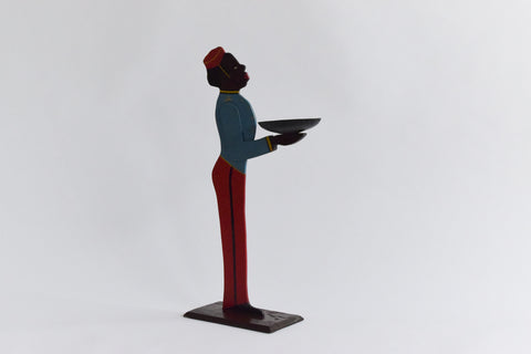 Vintage Folk Art Wooden Bell Boy Display Stand