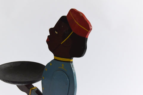 Vintage Folk Art Wooden Bell Boy Display Stand