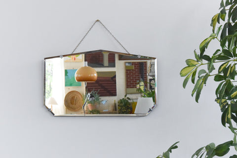 Vintage Frameless Bevelled Mirror Heptagon Shape