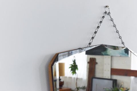 Vintage Frameless Bevelled Mirror with Flat Peak