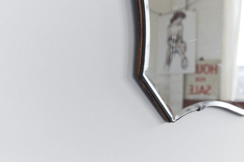 Vintage Frameless Cut Glass Bevelled Wall Mirror