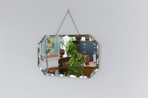 Vintage Frameless Octagonal Scollop Bevelled Mirror
