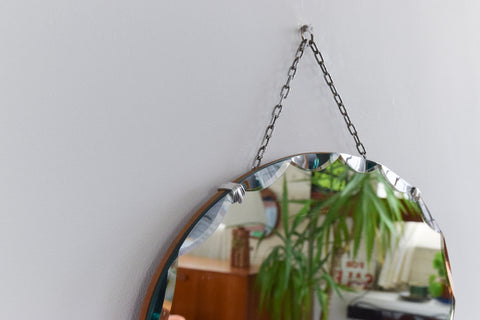 Vintage Frameless Oval Mirror