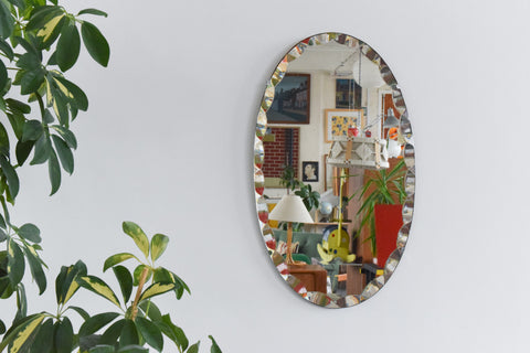 Vintage Frameless Portrait Bevelled Oval Mirror