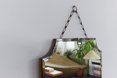 Vintage Frameless Portrait Octagonal Bevelled Mirror
