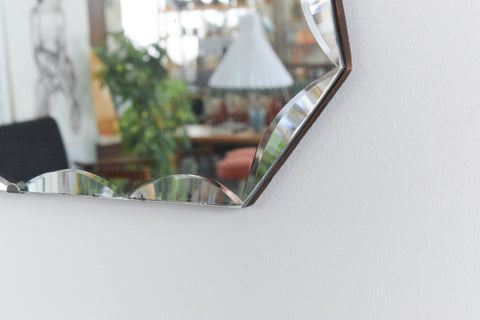 Vintage Frameless Seven Sided Bevelled Mirror