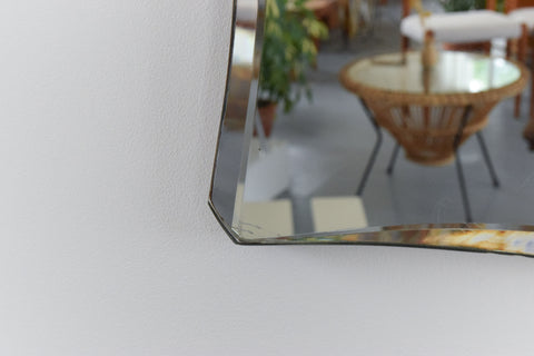 Vintage Frameless Shaped Bevelled Mirror