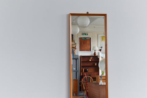 Vintage Extra Long Full Length Wooden Framed Wall Mirror