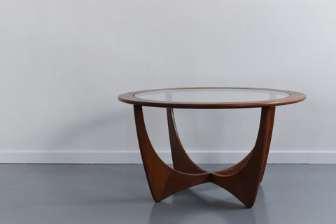 Vintage G Plan Circular Astro Teak Wood and Glass Coffee Table