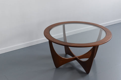 Vintage G Plan Circular Astro Teak Wood and Glass Coffee Table