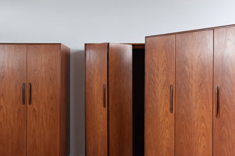 Vintage Triple Teak Fresco Wardrobes by G Plan