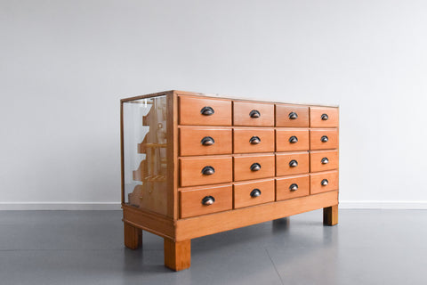 Vintage Glazed Haberdashery Cabinet / Counter with Drawers