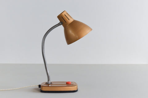 Vintage Small Gold Gooseneck Desk Lamp