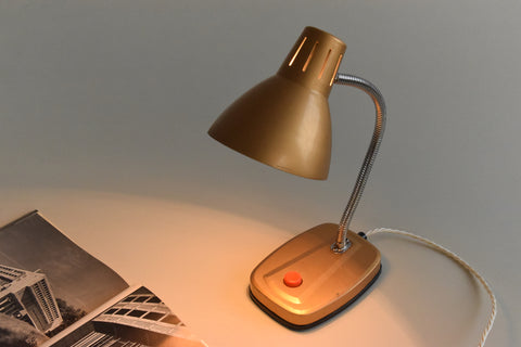 Vintage Small Gold Gooseneck Desk Lamp