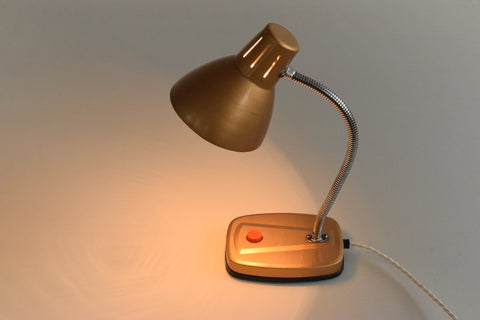 Vintage Small Gold Gooseneck Desk Lamp