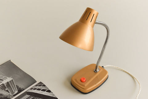 Vintage Small Gold Gooseneck Desk Lamp