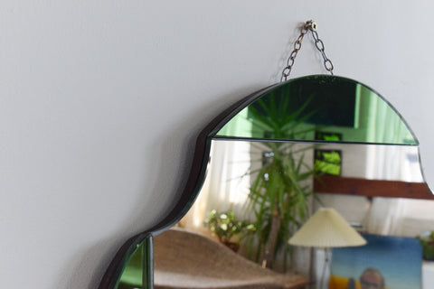 Vintage Green Art Deco Frameless Mirror