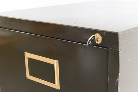 Vintage Green Metal Four Drawer Filing Cabinet
