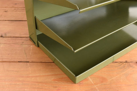Vintage Green Metal Desk Tidy / Letter / Paper Rack by Veteran Series