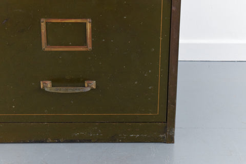 Vintage Green Metal Filing Cabinet