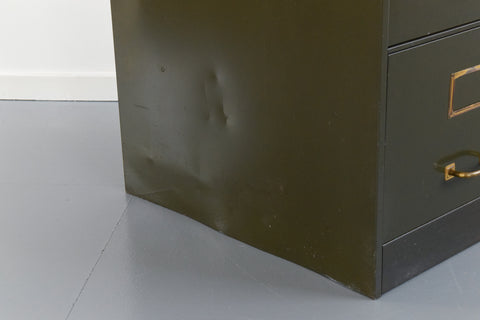 Vintage Green Metal Filing Cabinet by Roneo