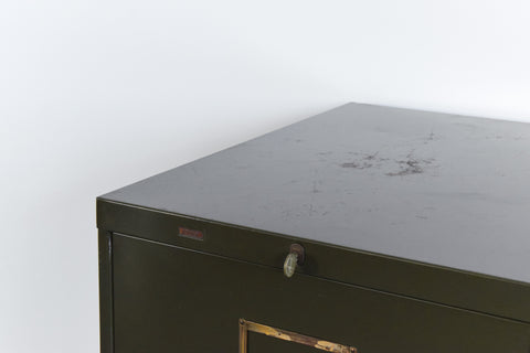 Vintage Green Metal Filing Cabinet by Roneo