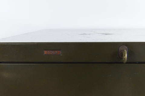 Vintage Green Metal Filing Cabinet by Roneo